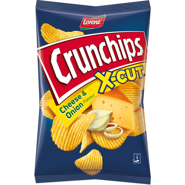 Bulvių traškučiai CRUNCHIPS X-CUT Cheese&Onion, 75 g