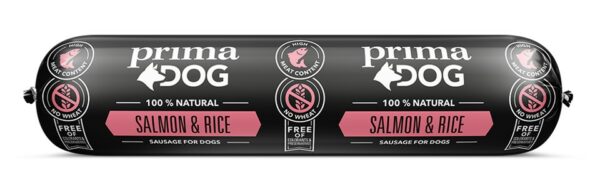 Lašišos-ryžių dešra PRIMADOG, 800 g