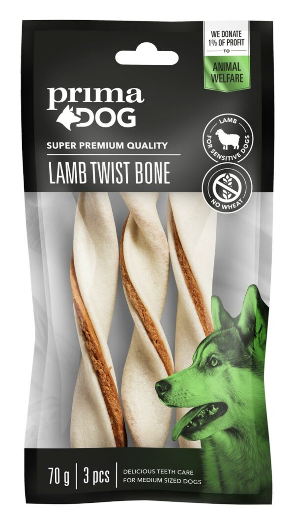 Ėrienos susuktas kaulas PRIMADOG, 14 cm, 3 vnt, 70 g
