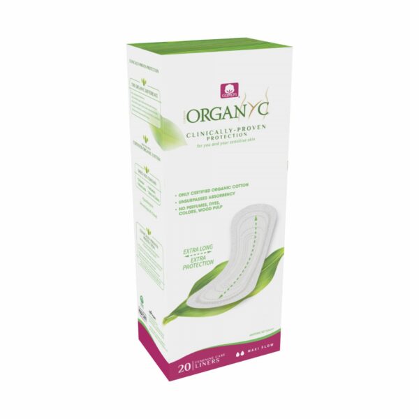 100% ekologiškos medvilnės higieniniai įklotai Liners Maxi ORGANYC, 24 vnt.
