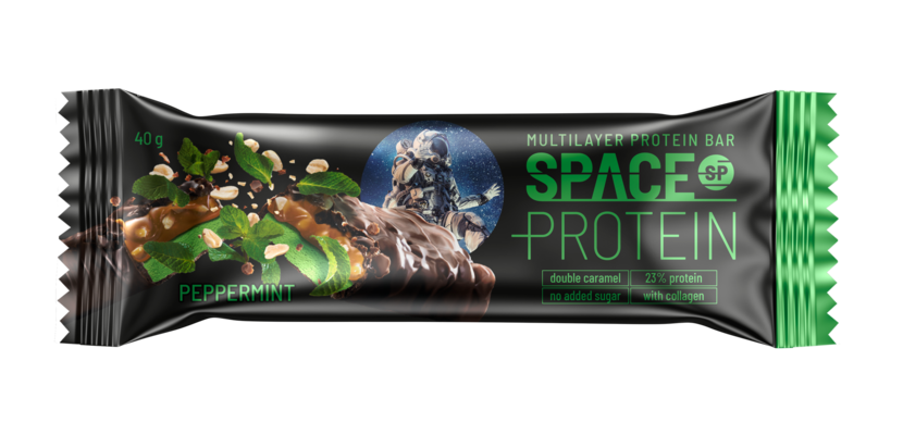 Pipirmėtės skonio proteino batonėlis SPACE, 40 g - Karakara