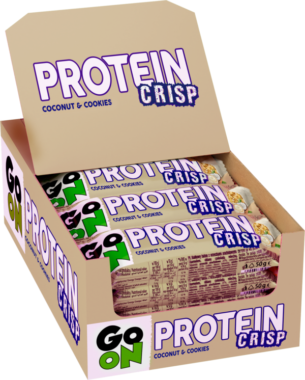 Proteininis batonėlis GO ON PROTEIN CRISP Coconut&Cookies, 45 g x 24 vnt