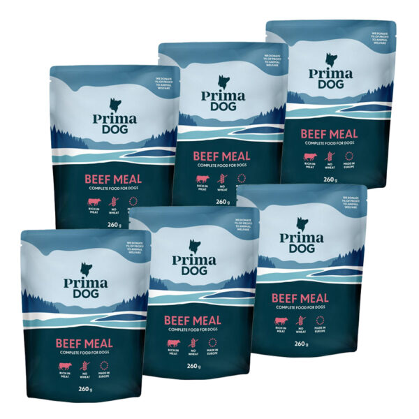 Jautienos ėdalas PRIMADOG, 260 g x 6 vnt.