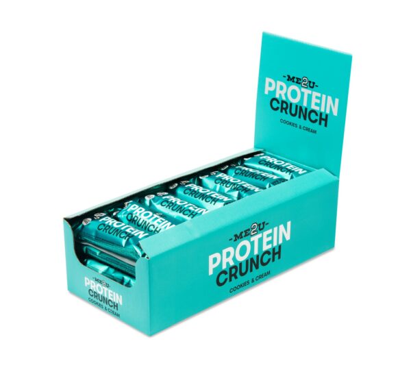 Proteino batonėlis Me2U Crunch Cookies & Cream, 45 g x 18 vnt.