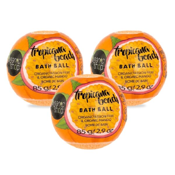 Vonios druskos burbulas ORGANIC SHOP TROPICANA BEACH Marakuja&Mango, 3 x 85g