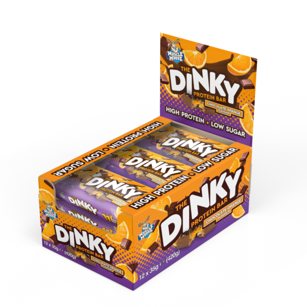 Baltyminis batonėlis Muscle Moose The Dinky Chocolate Orange, 12 x 35 g