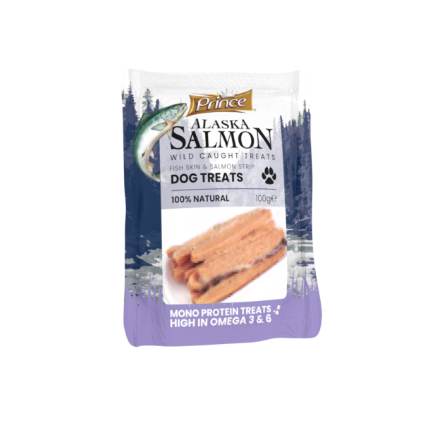 Skanėstai šunims PRINCE Alaska Lašiša/žuvies oda, 100 g