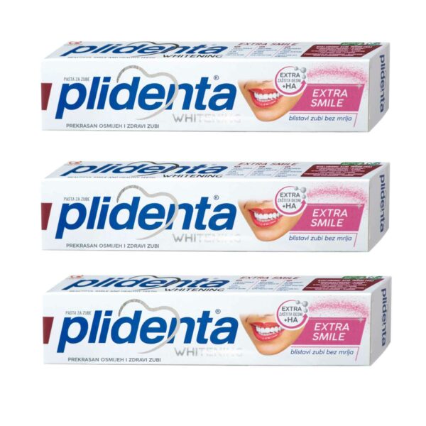 Dantų pasta su hialurono rūgštimi PLIDENTA Extra Smile, 3 x 75 ml