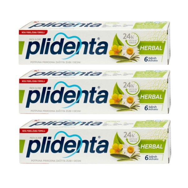 Dantų pasta PLIDENTA Herbal, 3 x 75 ml