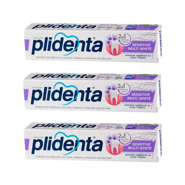 Dantų pasta PLIDENTA Sensitive Multi White 2in1, 3 x 75 ml