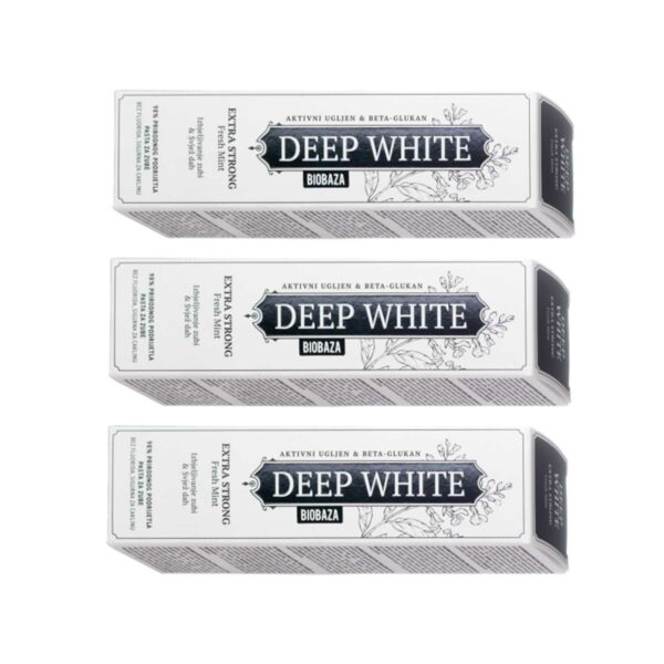 Dantų pasta BIOBAZA Deep White Extra Strong su aktyvuota anglimi be fluoro, 3 x 75 ml