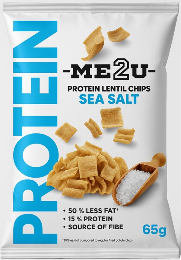 Užkandis ME2U Protein Lentil Chips Sea Salt, 65g