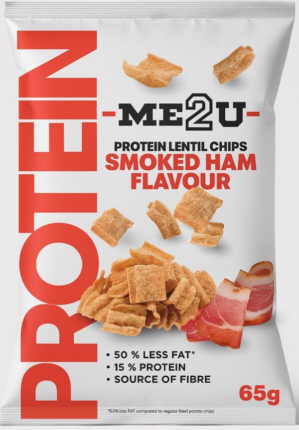 Užkandis ME2U Protein Lentil Chips Smoked Ham, 65g