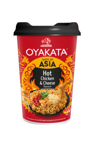Greitai paruošimo makaronai OYAKATA Cup Hot Chicken&Cheese, 97 g