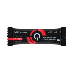 Baltyminis batonėlis QNT 40% Protein Crunchy, braškinis, 65 g