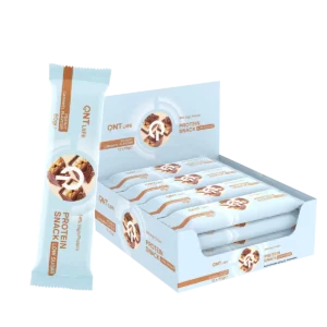 Baltyminiai batonėliai QNT, karamelės ir žemės riešutų skonio, 60 g x 12 vnt.