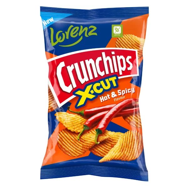 Bulvių traškučiai CRUNCHIPS X-CUT hot spicy
